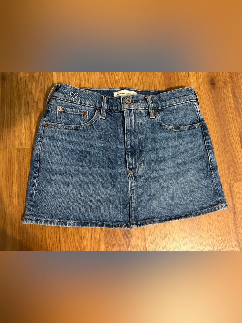 Abercrombie & Fitch Blue Denim Mini Skirt Lined with Shorts
